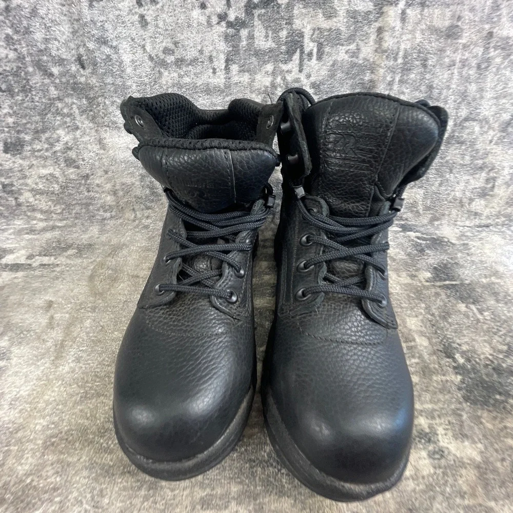Timberland Pro Mens 7.5 Work Shoes Solid Black Leather Industrial Safety Boots